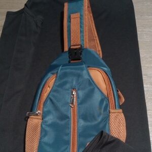 Stylish Teal and Tan Men's Sling Bag